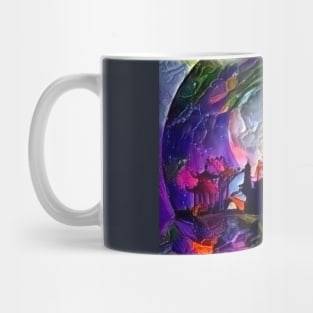 Asian silhouettes on waterfront Mug